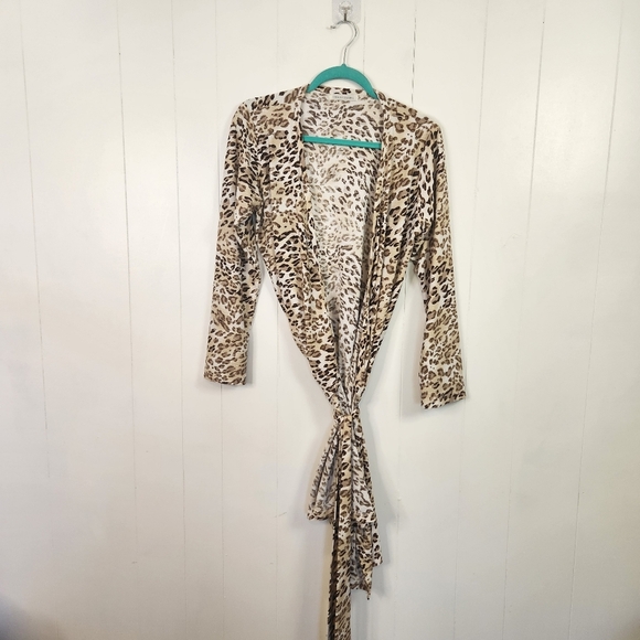Luna Sea Trading Kimono Sleeve Robe Animal Leopard Print Beach Cover-up S/M - Picture 3 of 6